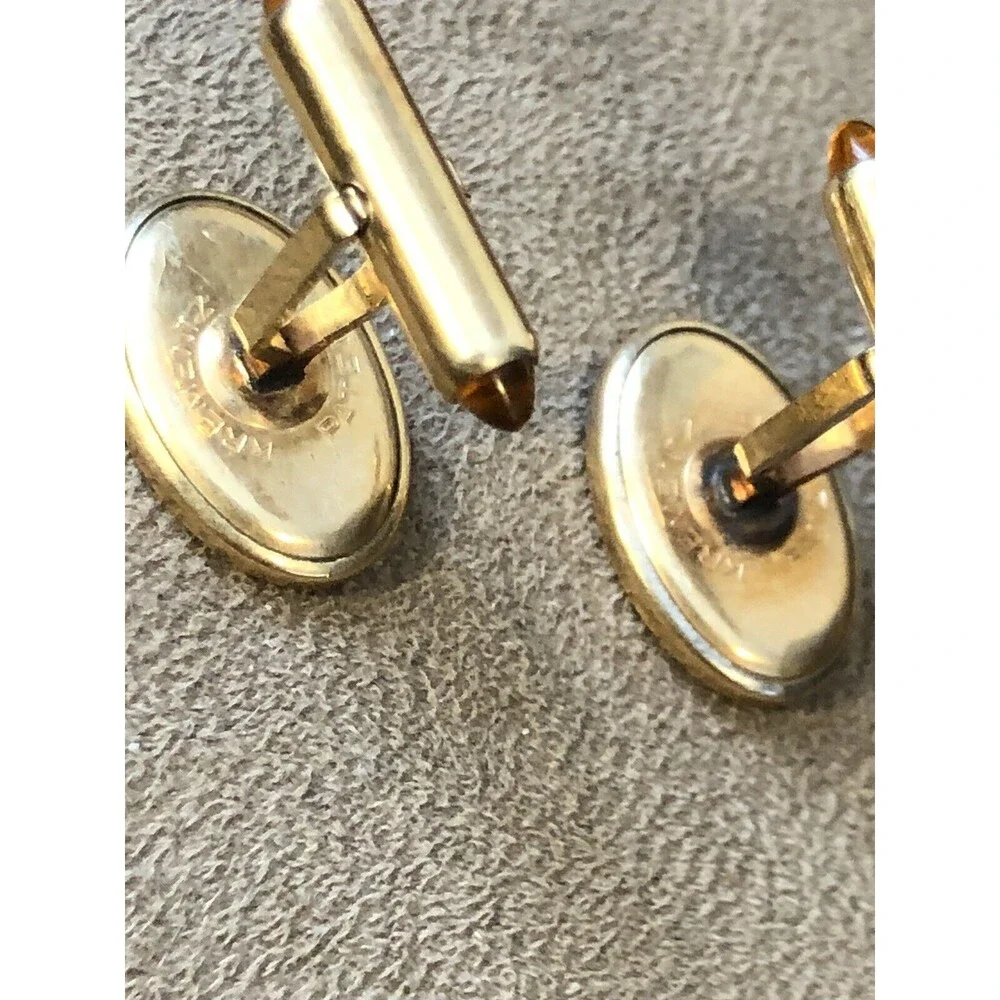 Stunning Vintage Mid Century Krementz Polished Oval 14k gold overlay cufflinks